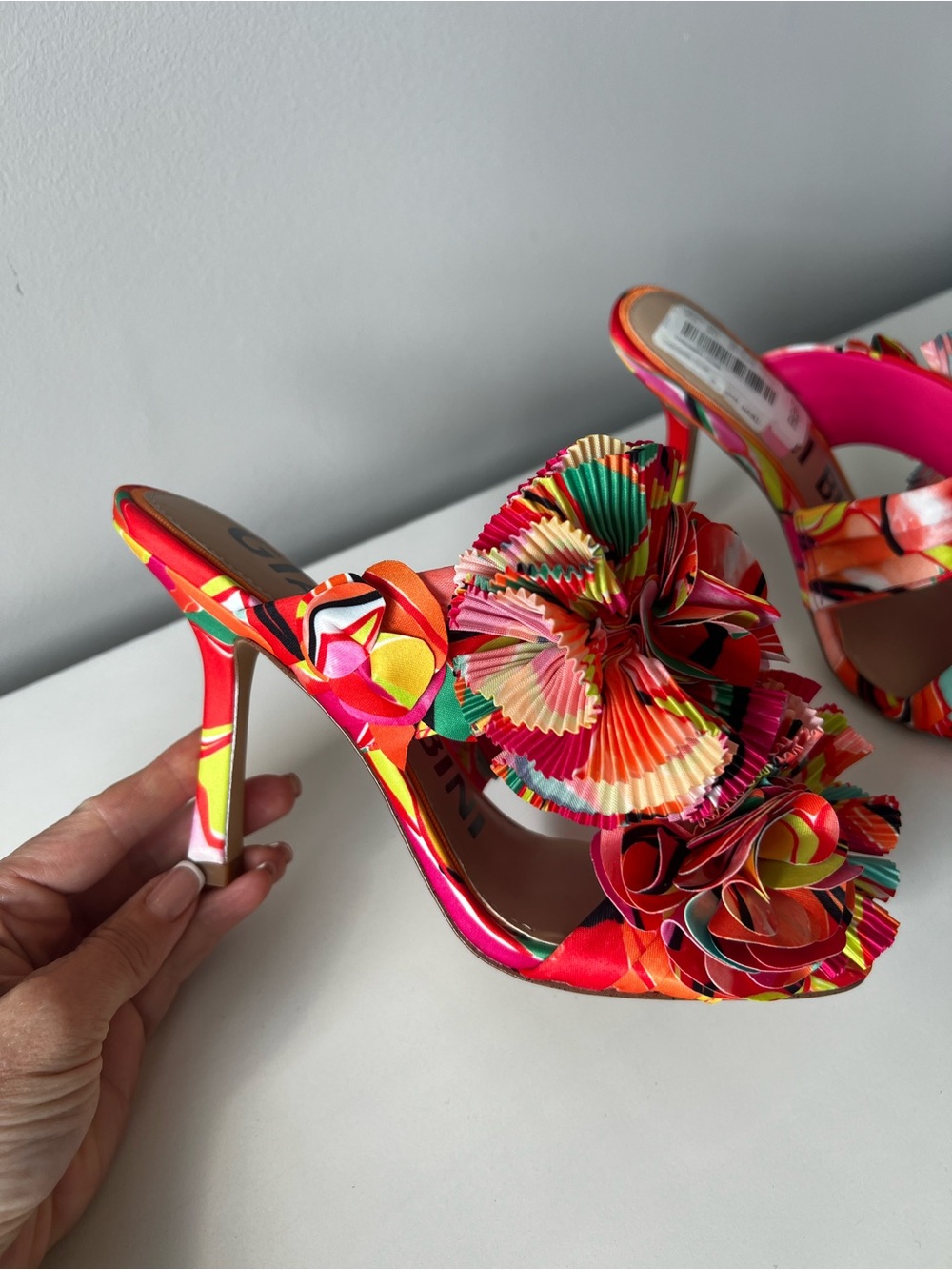 Ganni Red Multicolor Floral Heeled Sandals - Picture 8 of 9